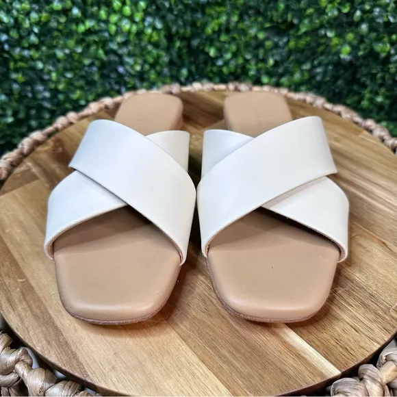 Nisolo x Anthropologie Catalina Slide Sandal in color bone new im box