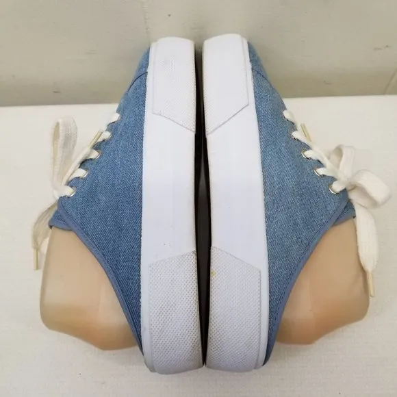 No Boundaries 7.5 Slip On Blue Denim Loafers Chunky Platform 90s Y2K Lace Up