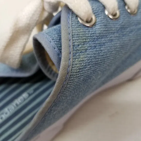 No Boundaries 7.5 Slip On Blue Denim Loafers Chunky Platform 90s Y2K Lace Up