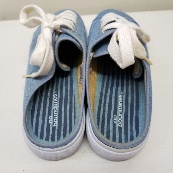 No Boundaries 7.5 Slip On Blue Denim Loafers Chunky Platform 90s Y2K Lace Up