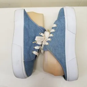 No Boundaries 7.5 Slip On Blue Denim Loafers Chunky Platform 90s Y2K Lace Up