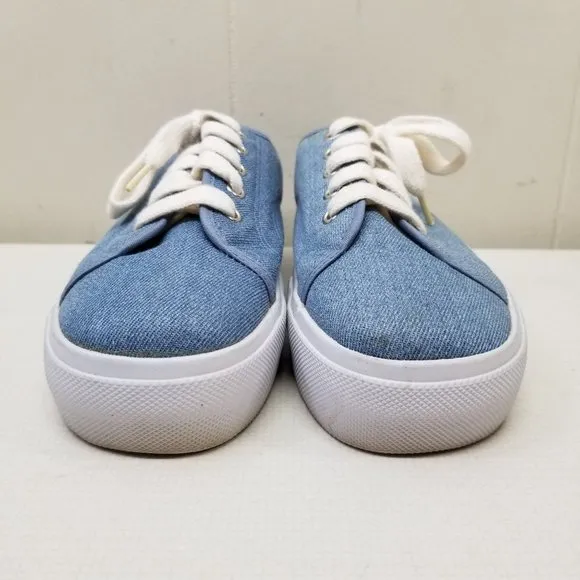 No Boundaries 7.5 Slip On Blue Denim Loafers Chunky Platform 90s Y2K Lace Up