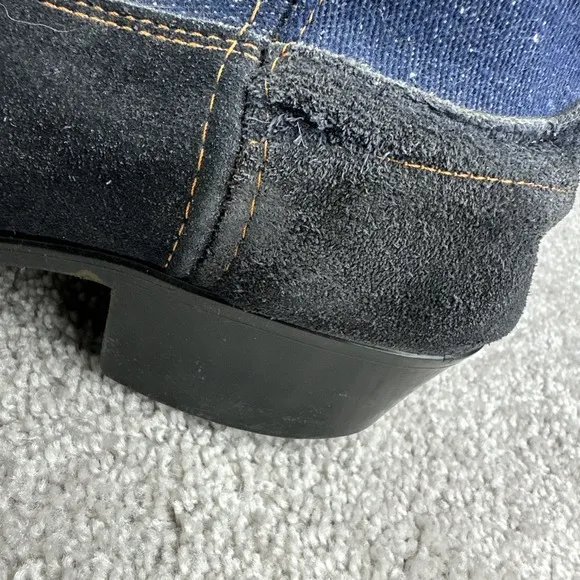 No Brand Men Boot 12 D Two-Tone Blue Jean Denim Work Cowboy Western USA Vtg