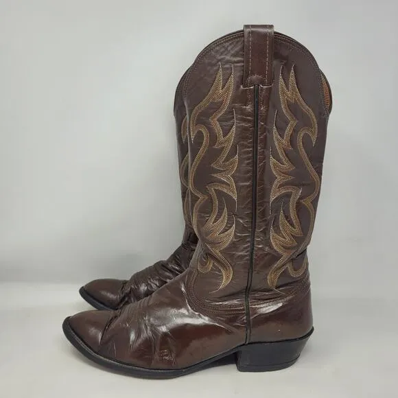 Nocona Boots Mens 9D Brown Leather Western Boots Cowboy Rodeo Ranch Riding