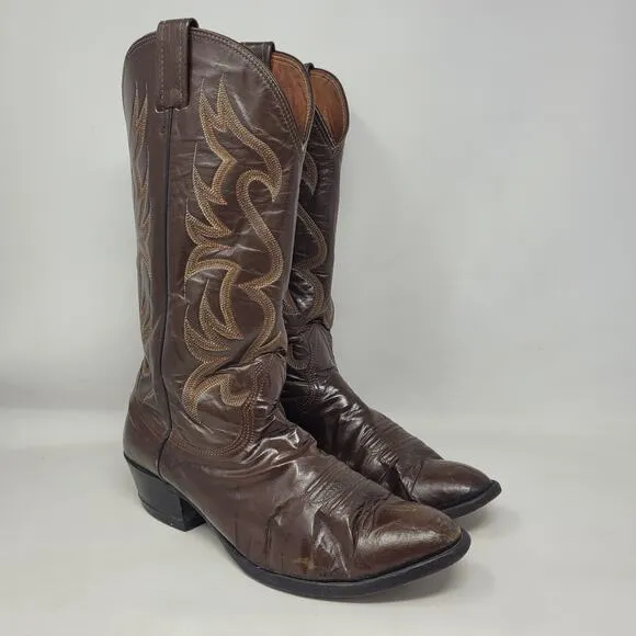 Nocona Boots Mens 9D Brown Leather Western Boots Cowboy Rodeo Ranch Riding