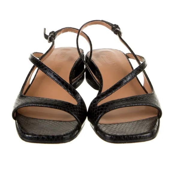 🌹Nomasei Birdie leather strappy sandals embossed black size 35