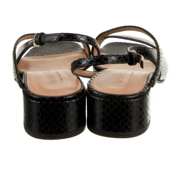 🌹Nomasei Birdie leather strappy sandals embossed black size 35