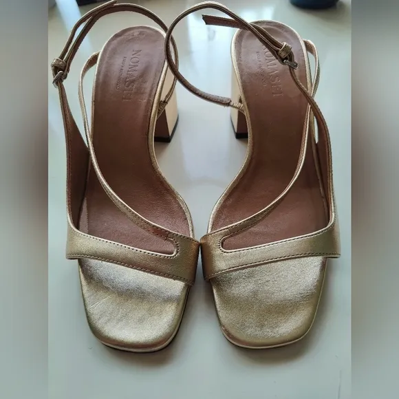 Nomasei Gold Venus Heeled Sandals