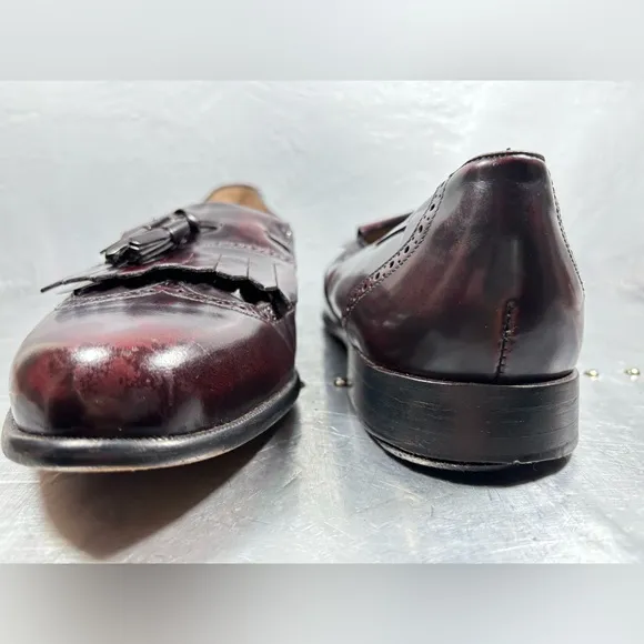 NORDSTROM Burgundy Brogue WingtipTassel Loafers Lacquer leather...Italy
