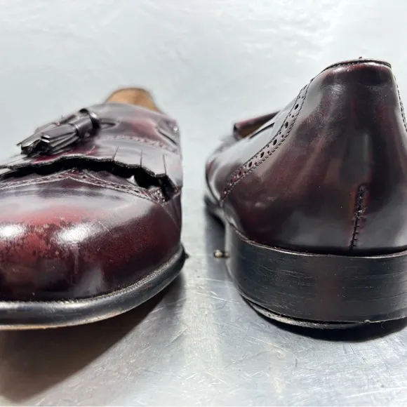 NORDSTROM Burgundy Brogue WingtipTassel Loafers Lacquer leather...Italy