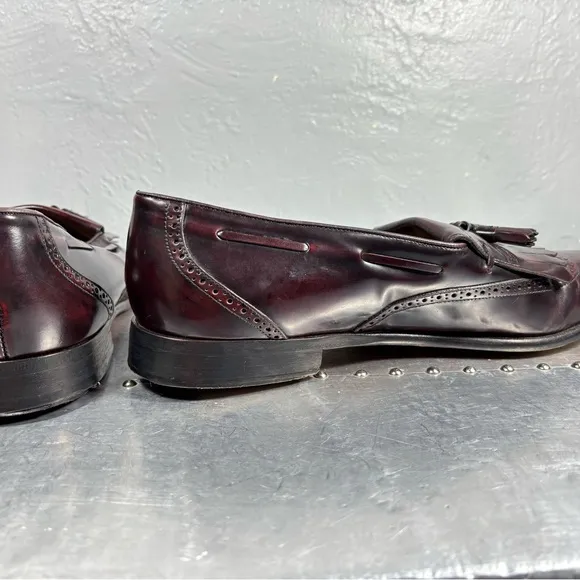 NORDSTROM Burgundy Brogue WingtipTassel Loafers Lacquer leather...Italy