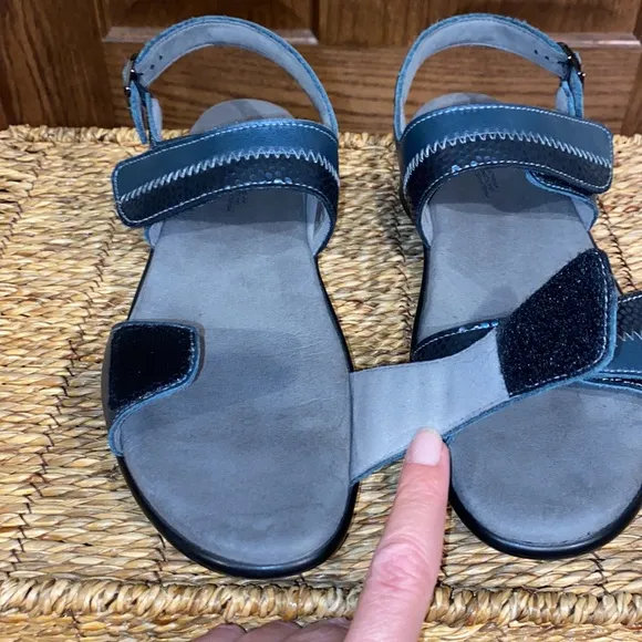 Nudu Navy SAS Leather Women’s Sandal Size 8.5 Narrow