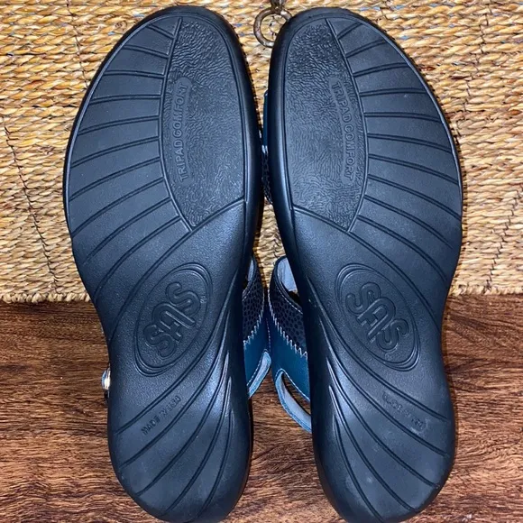 Nudu Navy SAS Leather Women’s Sandal Size 8.5 Narrow