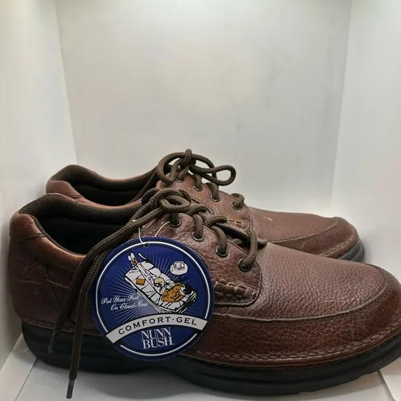 Nunn Bush Brown Leather Loafers with Slip-On Comfort