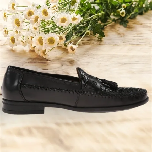 NUNN BUSH Men's Strafford Woven Tassel Loafers Black Size 9M New