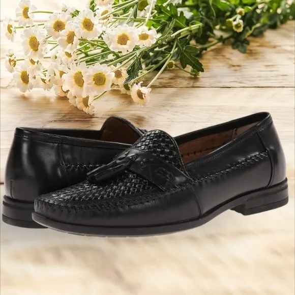 NUNN BUSH Men's Strafford Woven Tassel Loafers Black Size 9M New