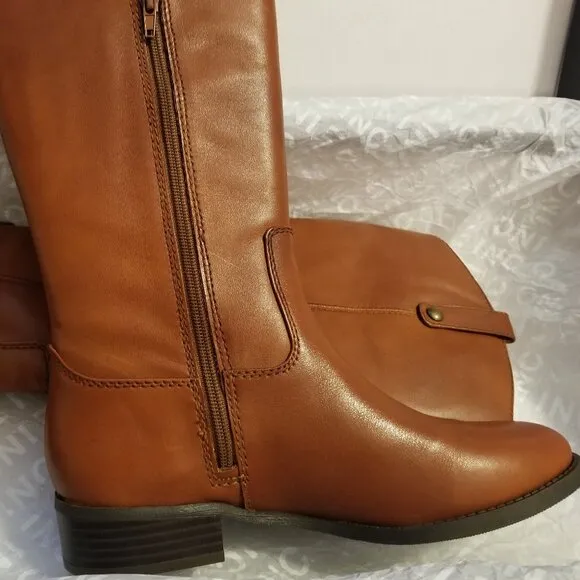 NWB I.N.C. Genuine Leather Riding Boots--Cognac (10M--Regular)