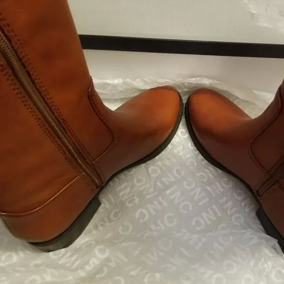 NWB I.N.C. Genuine Leather Riding Boots--Cognac (10M--Regular)