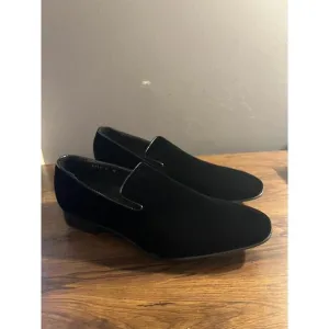 NWB Men's SAKS FIFTH AVENUE BLACK VELVET SLIP ON TUXEDO LOAFERS US SZ 9M ITALY