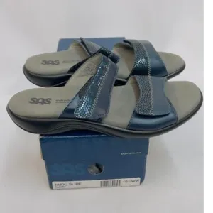 NWB! SAS Nudu Slide Sandals Navy 10.5 (WW) Double Wide