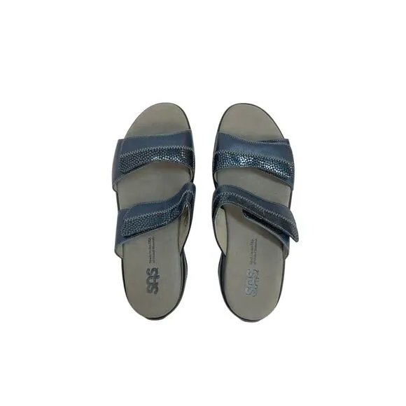 NWB! SAS Nudu Slide Sandals Navy 10.5 (WW) Double Wide