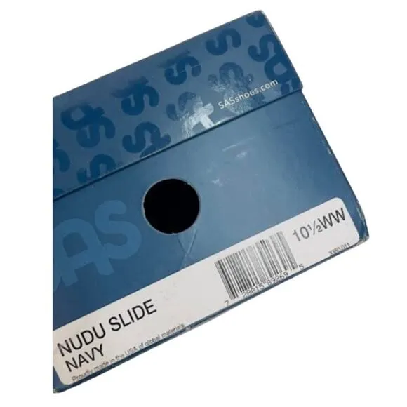NWB! SAS Nudu Slide Sandals Navy 10.5 (WW) Double Wide