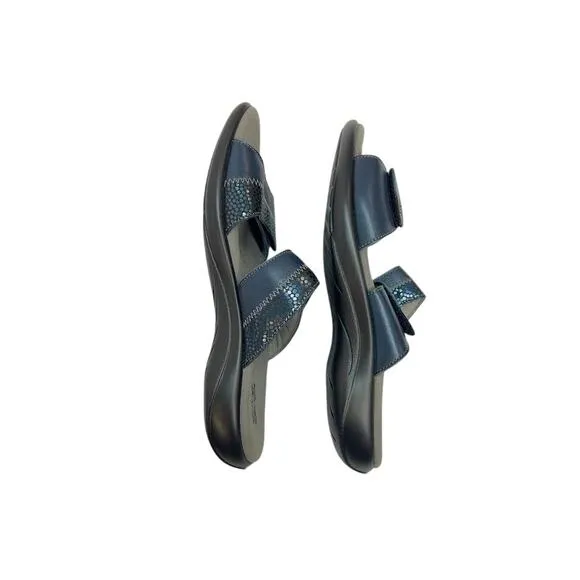 NWB! SAS Nudu Slide Sandals Navy 10.5 (WW) Double Wide