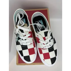 NWB VANS Red Black Half Big Checker Canvas Sneakers Comfycush W 7 M 5.5