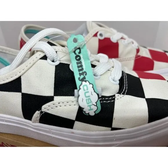 NWB VANS Red Black Half Big Checker Canvas Sneakers Comfycush W 7 M 5.5