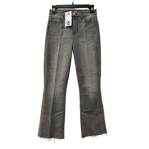NWD L’AGENCE Size 25 Kendra Cropped Distressed High-rise Flared Jeans Grey