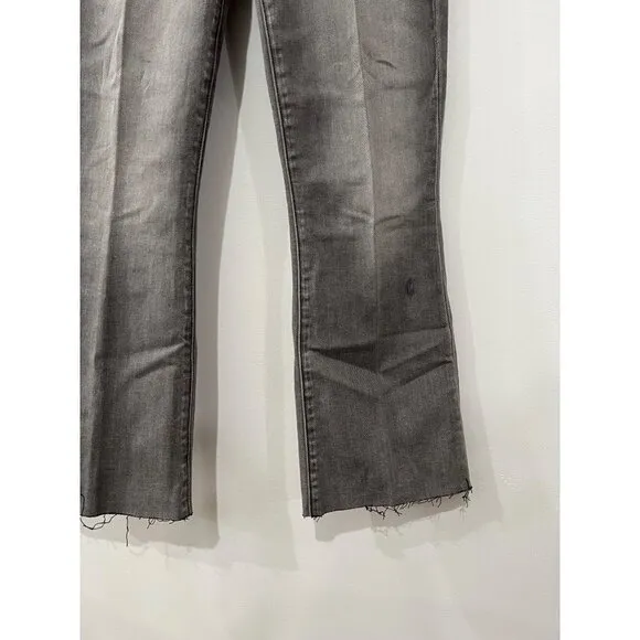NWD L’AGENCE Size 25 Kendra Cropped Distressed High-rise Flared Jeans Grey