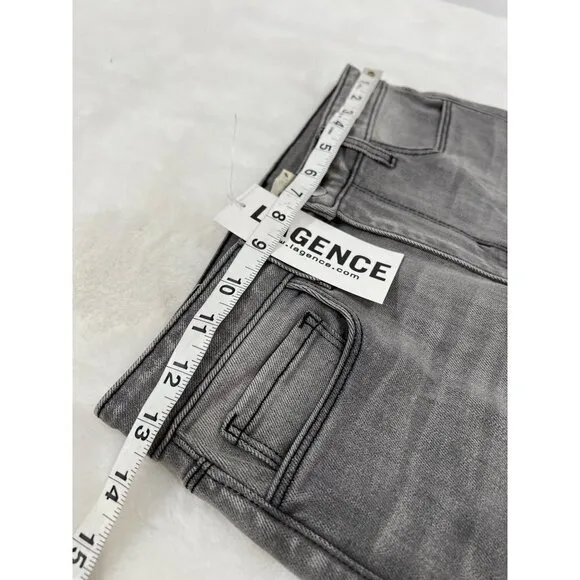 NWD L’AGENCE Size 25 Kendra Cropped Distressed High-rise Flared Jeans Grey