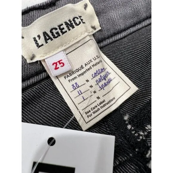 NWD L’AGENCE Size 25 Kendra Cropped Distressed High-rise Flared Jeans Grey