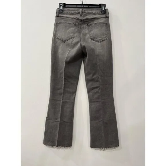 NWD L’AGENCE Size 25 Kendra Cropped Distressed High-rise Flared Jeans Grey