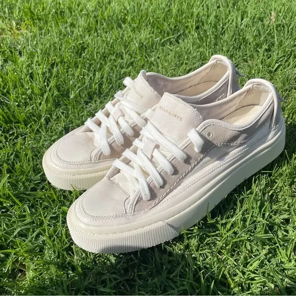 NWOB All Saints Women’s Milla Leather   Canvas Low Top Sneakers Size 10