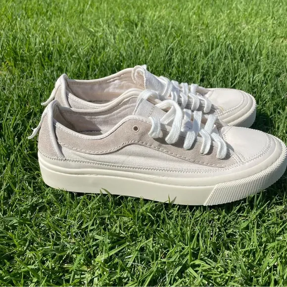 NWOB All Saints Women’s Milla Leather   Canvas Low Top Sneakers Size 10