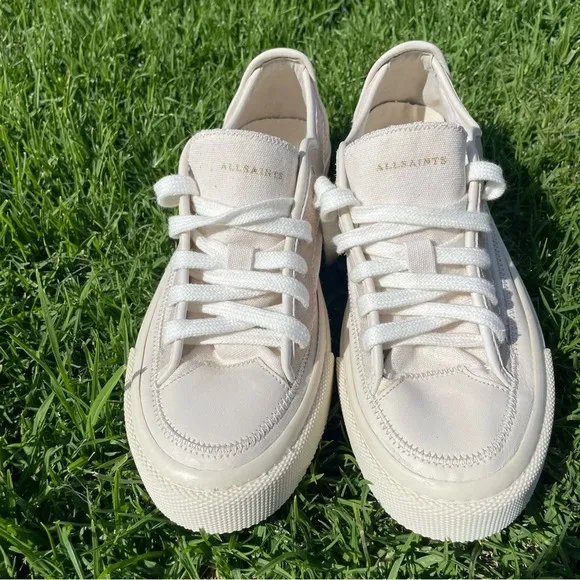NWOB All Saints Women’s Milla Leather   Canvas Low Top Sneakers Size 10