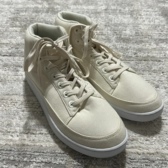 NWOB Allbirds Men’s Sz 12 Natural White Canvas Pacer Mids Sneakers