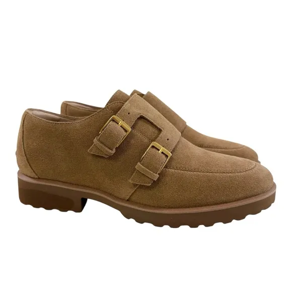 NWOB Cole Haan Greenwich Monk Strap Golden Toffee Suede Loafers Size 9.5B
