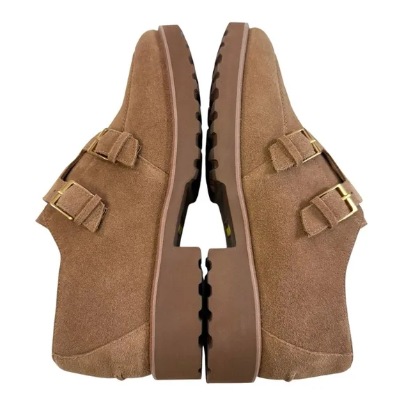 NWOB Cole Haan Greenwich Monk Strap Golden Toffee Suede Loafers Size 9.5B