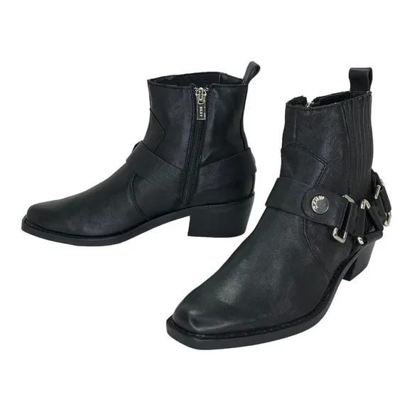 NWOB DKNY Mina Black Leather Womens Ankle Boots Size 6M