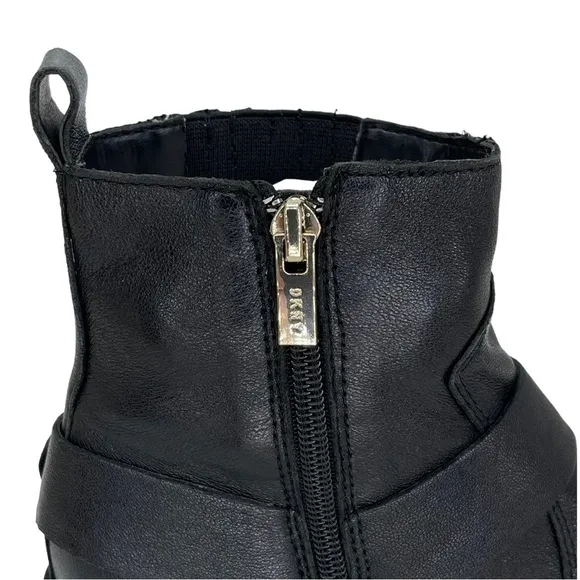 NWOB DKNY Mina Black Leather Womens Ankle Boots Size 6M