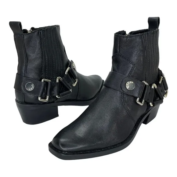 NWOB DKNY Mina Black Leather Womens Ankle Boots Size 6M