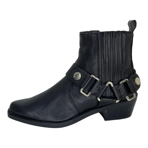 NWOB DKNY Mina Black Leather Womens Ankle Boots Size 6M