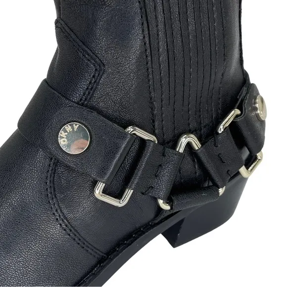 NWOB DKNY Mina Black Leather Womens Ankle Boots Size 6M
