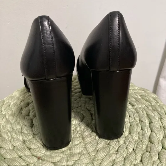 NWOB Gianni Bini Black Leather Croc Embossed Chunky Platform Heel 90’a Loafers