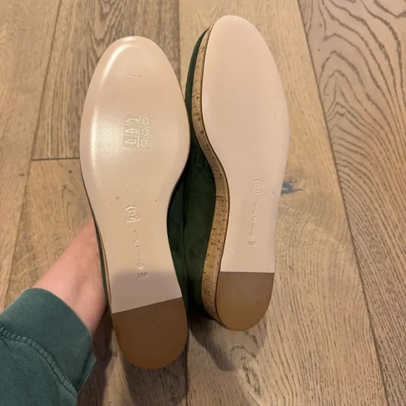 NWOB Gianvito Rossi Green Suede Cork Platform Loafers