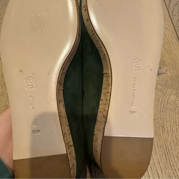 NWOB Gianvito Rossi Green Suede Cork Platform Loafers