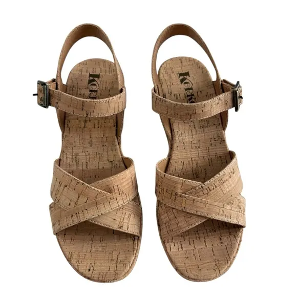 NWOB Korks Denica Crisscross Strap Cork Platform Wedge Sandals Women’s Size 9M