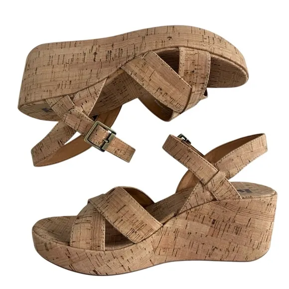 NWOB Korks Denica Crisscross Strap Cork Platform Wedge Sandals Women’s Size 9M
